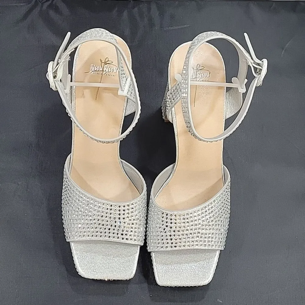 BRAND NEW BISSOU BISSOU JEWEL STUDDED EMBELLISHMENTS SQUARE TOE HIGH HELL SANDAL